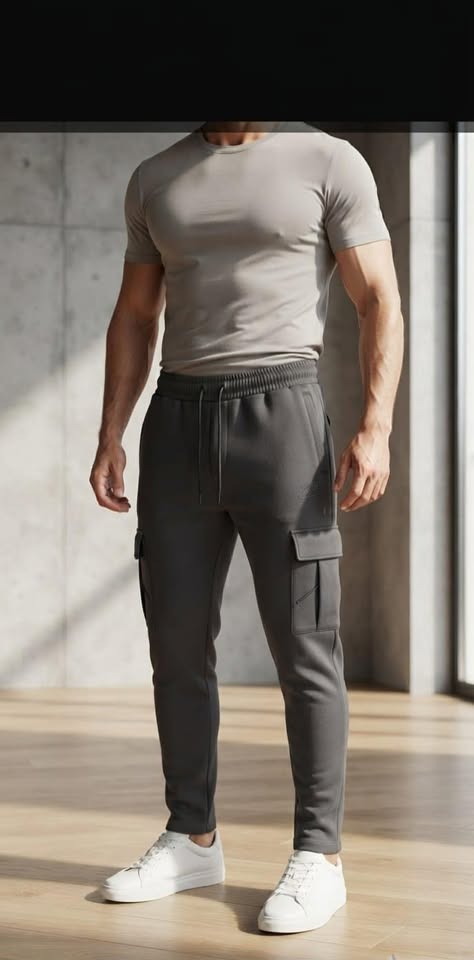 Men's Tapered Utility Cargo Trousers – Multi-Pocket Drawstring Pants