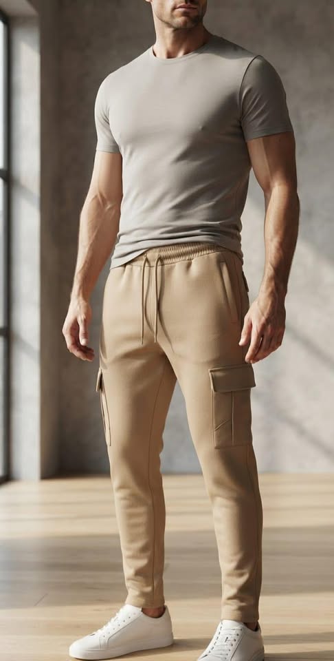 Men's Tapered Utility Cargo Trousers – Multi-Pocket Drawstring Pants