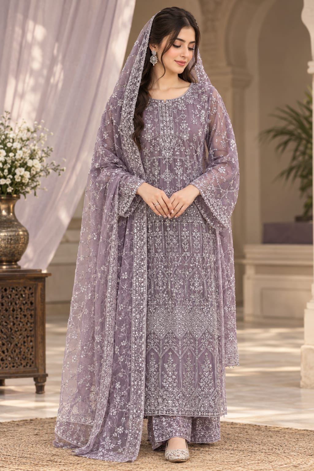 Lavender Luxe Embroidered 3-Piece Suit — Signature Edit